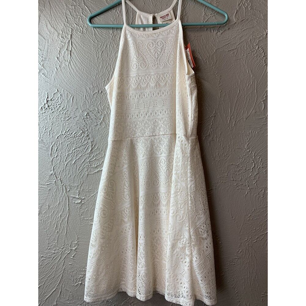 MOSSIMO Womens BOHO Ivory Cream Crochet Trim Tunic Tank Dress Size Medium